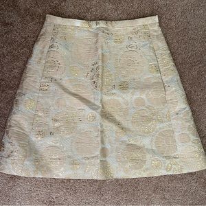 New CHLOE Gold Beige Floral Jacquard Silk Blend Mini Skirt Size 40